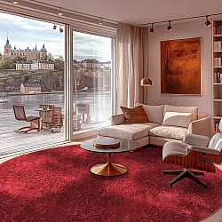 Rundt tæppe - Valenza (rød)