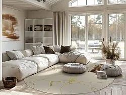 Rundt tæppe - Vieste (beige/guld)