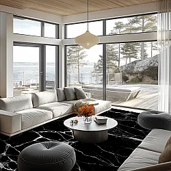 Wilton-tæppe - Vieste (sort/hvid)