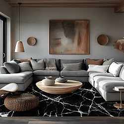 Wilton-tæppe - Vieste (sort/hvid)