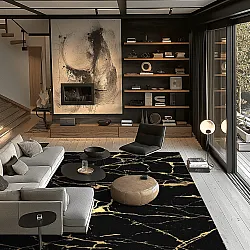 Wilton-tæppe - Vieste (sort/guld)