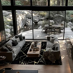 Wilton-tæppe - Vieste (sort/guld)