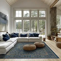 Wilton-tæppe - Vinadio (blå/guld)