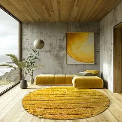 Runde tæpper - Willow Natural Cotton Shaggy (gul)