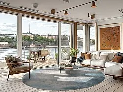 Rundt tæppe - Zarzi (blå)