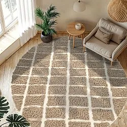 Rundt tæppe - Zola Natural Cotton Shaggy (beige)