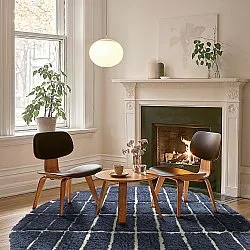 Rundt tæppe - Zola Natural Cotton Shaggy (blå)