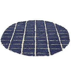 Rundt tæppe - Zola Natural Cotton Shaggy (blå)