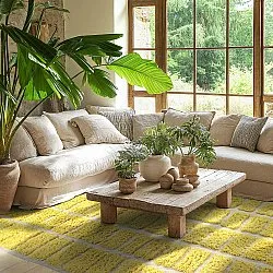 Ryatæpper - Zola Natural Cotton Shaggy (gul)