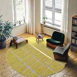 Rundt tæppe - Zola Natural Cotton Shaggy (gul)