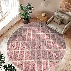 Rundt tæppe - Zola Natural Cotton Shaggy (lyserød)