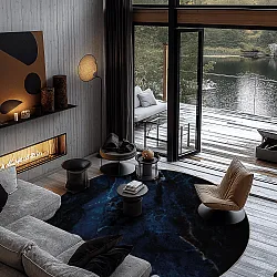 Rundt tæppe - Zuani (mørkeblå)