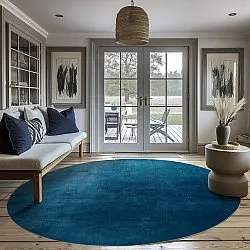 Rundt tæppe - Artena (mørkeblå)