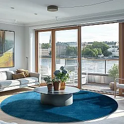 Rundt tæppe - Artena (mørkeblå)