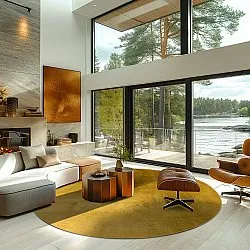 Rundt tæppe - Artena (okker)