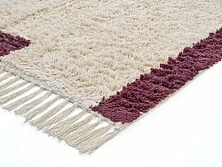 Ryatæpper - Ricco Natural Cotton Shaggy (offwhite/bordeaux)