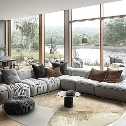 Rundt tæppe - Fia (lyserød/multi)