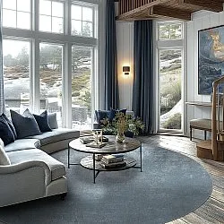 Rundt tæppe - Lynton (blå)