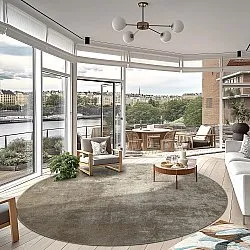 Rundt tæppe - Lynton (brun)