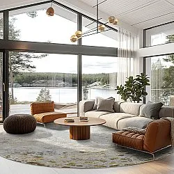 Rundt tæppe - Maude (grå/guld)