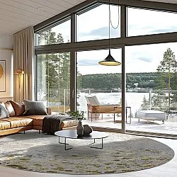 Rundt tæppe - Maude (grå/guld)