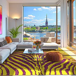 Wilton-tæppe - Zebra (gul/lilla)