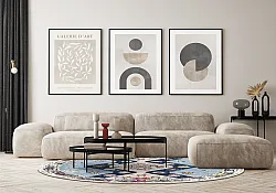 Rundt tæppe - Mazzarino (blå/multi)