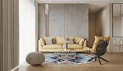 Rundt tæppe - Mazzarino (blå/multi)