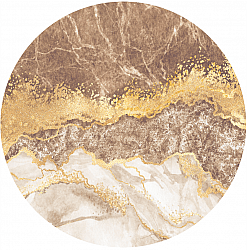 Rundt tæppe - Padova (brun/hvid/guld)