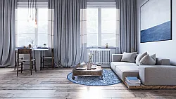 Rundt tæppe - Menfi (blå)