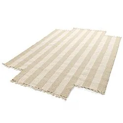 Uregelmæssigt uldtæppe - Kystaro (creme/beige)