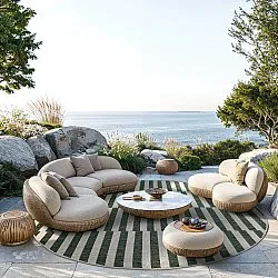 Rundt tæppe - Indoor/Outdoor Otto (grøn)