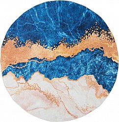 Rundt tæppe - Padova (blå/orange)