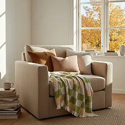 Tæpper - Uldmixplaid - Audrey Check (beige/grøn/lilla)