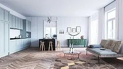 Wilton-tæppe - Brendola (lyserød/grå/guld)