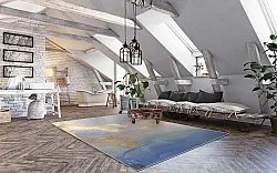 Wilton-tæppe - Lesley (blå/guld)