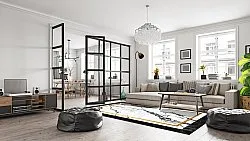 Wilton-tæppe - Avola (sort/hvid/guld)