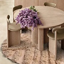 Rundt tæppe - Cazorla Natural Cotton Shaggy (beige)