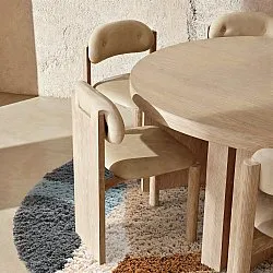 Rundt tæppe - Cefalu Natural Cotton Shaggy (multi)