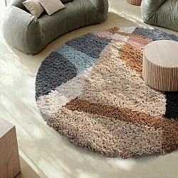 Rundt tæppe - Cefalu Natural Cotton Shaggy (multi)