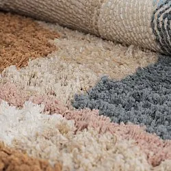 Rundt tæppe - Cefalu Natural Cotton Shaggy (multi)
