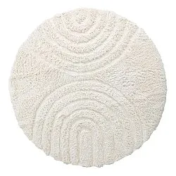 Rundt tæppe - Lindos Natural Cotton Shaggy (hvid)