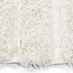 Rundt tæppe - Lindos Natural Cotton Shaggy (hvid)