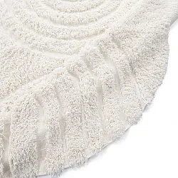 Rundt tæppe - Lindos Natural Cotton Shaggy (hvid)