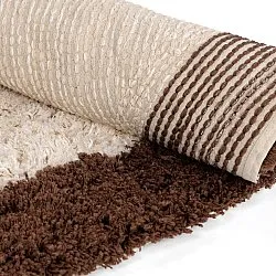 Rundt tæppe - Sagres Natural Cotton Shaggy (offwhite/brun)