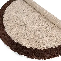 Rundt tæppe - Sagres Natural Cotton Shaggy (offwhite/brun)