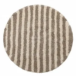 Rundt tæppe - Thira Stripe Cotton Shaggy (creme/taupe)