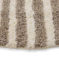 Rundt tæppe - Thira Stripe Cotton Shaggy (creme/taupe)