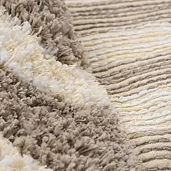 Rundt tæppe - Thira Stripe Cotton Shaggy (creme/taupe)