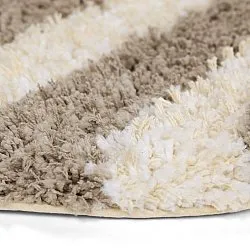 Rundt tæppe - Thira Stripe Cotton Shaggy (creme/taupe)